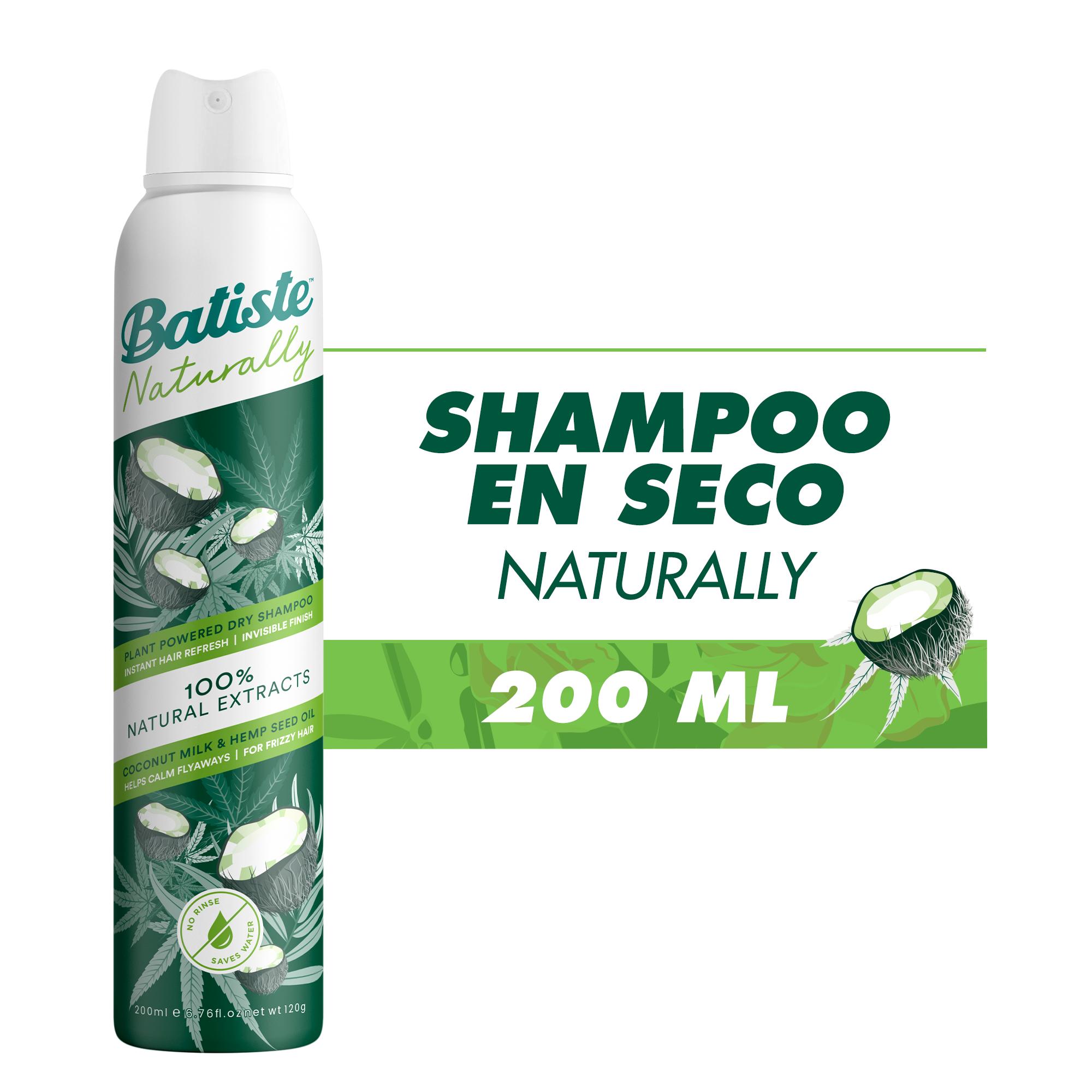 Shampoo en Seco Batiste Naturally Hemp & Coconut Milk 200 ml – Batiste ...